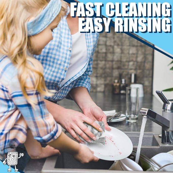 Kitchen Scrubbing Sponges - Heavy Duty Non-Scratch Scrubbing Cleaner Sponges in 1 Color - Multi-Surface Non-Metal Dish Scouring Scrubbers for Fast Cleaning. (12 Pack)