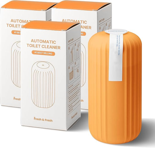 Fresh & Fresh Automatic Toilet Bowl Cleaners (Sunset Orange) - 3 Bottles(UPTO 2500 FLUSHES/Bottle), Commercial and Residential Toilet Cleaner 3-4 MONTH Lasting Toilet Bowl Cleaner Bottle