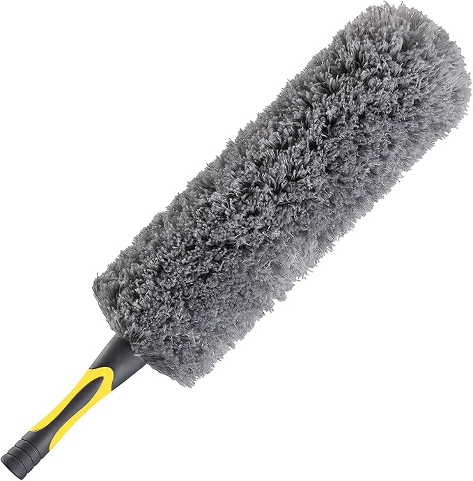 Flexible Microfiber Feather Duster, Electrostatic & Bendable Ceiling Fan Duster, Non-Slip Hand-Grip, Fits All Extension Poles with Standard US Acme Thread (Pole Sold Separately)