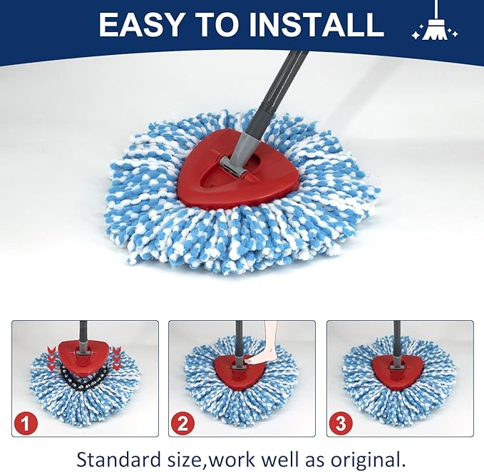 2 Pack Mop Head Replacement Compatiable with Oceda EasyWring,Mop Refill Replace Head for EasyWring Spin Mop 1 Tank Systerm - Microfiber, Easy to Replace,Deep Floor Cleaning and Machine Washable