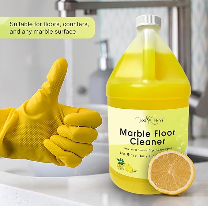 Poz Clenz. Marble & Stone Floor Cleaner (1-Gallon), Refreshes Surfaces, Safe for Natural Stone, Granite, Travertine, Limestone, Terrazzo and More.