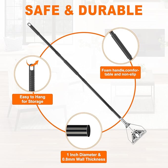 KeFanta 60" Metal Mop Handle Commercial Heavy Duty, Quick Change Industrial Mop Stick Replacemet,Side Gate Mops Head Replacement Holder for Floor Cleaning(2 Pack)