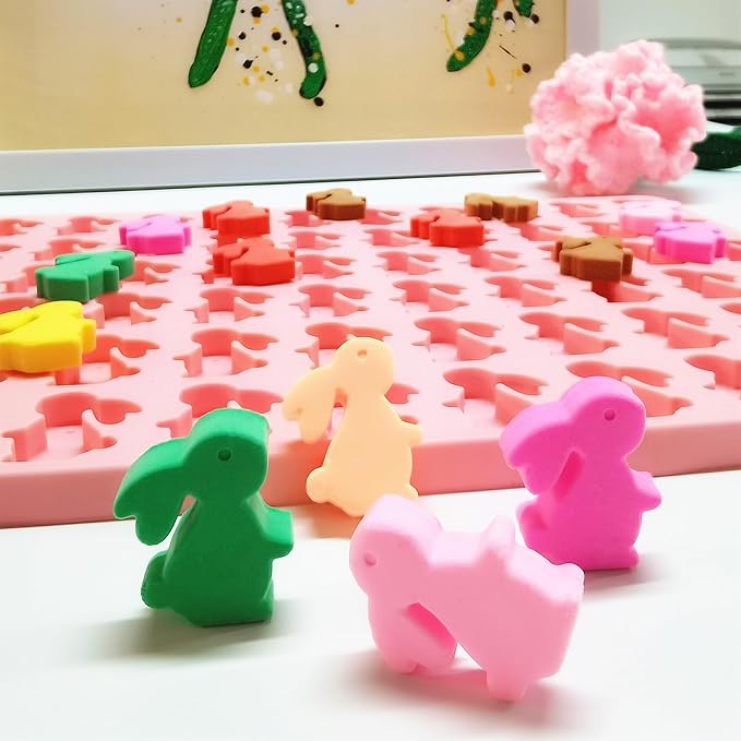 Bunny Silicone Molds for Candy Gummy Chocolate, Easter Molds, Rabbit Silicone Mold with Scraper (bunny)