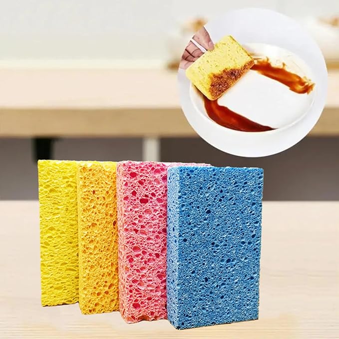8 Pack Kitchen Sponges, Cellulose Dish Sponge, Household Cleaning Non-Scratch Scrub Sponge, Assorted Colors