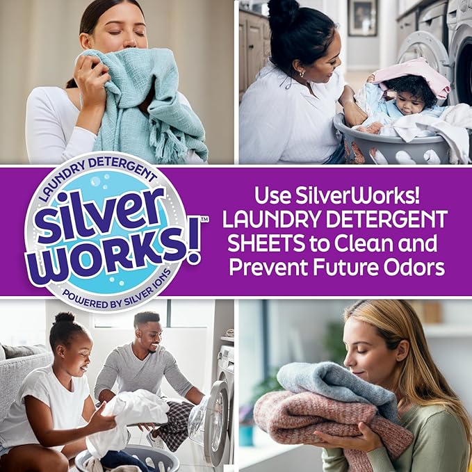 Premium Dissolvable Laundry Detergent Sheets, Silver Ion Odor Elimination Technology, Powerfully Clean & Prevent Odors, Dissolves Fully, 40 Sheets, Fresh Linen