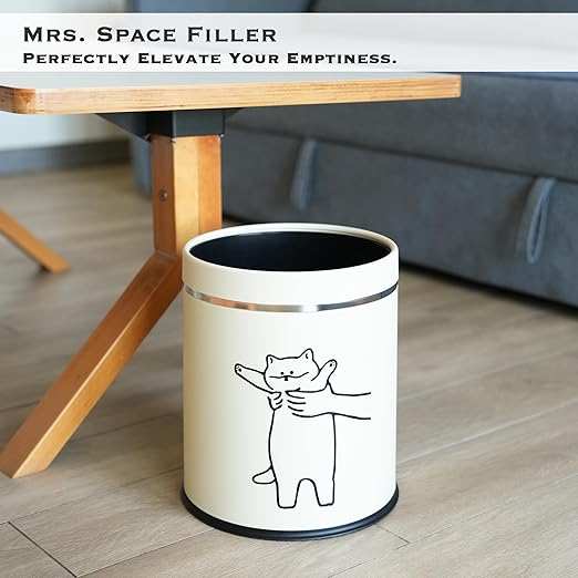 Juju Cat Trash Can - Cat Decor Garbage Can - Small Waste Basket for Bedroom - Garbage Bin Trashcan - Wastebasket Dustbin Trash Cans (Hey)