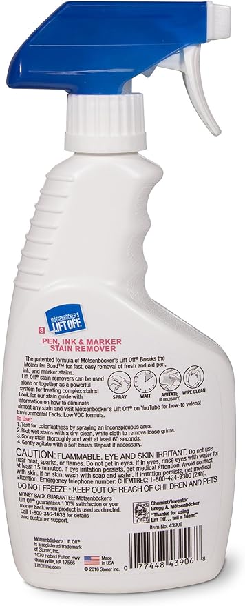 Motsenbocker’s Lift Off 99089 3-in-1 Stain Removal Kit 16-Ounce Spray Bottles Fast and Easy Removal of All Types of Stains Use for Pre-Wash Laundry Treatment Safe on Non-Washables Low VOCs, Set of 3