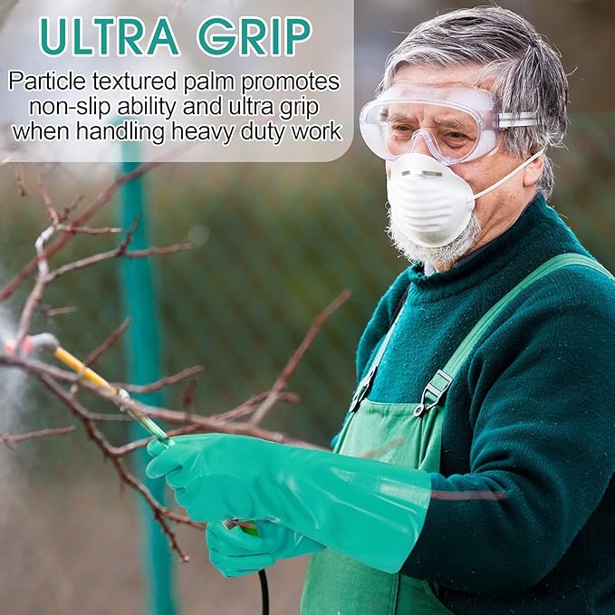 30 Pairs Chemical Resistant Gloves Heavy Duty Thick Nitrile Gloves Bulk for Cleaning, Resist Household Acid, Alkali and Oil (X-Large)