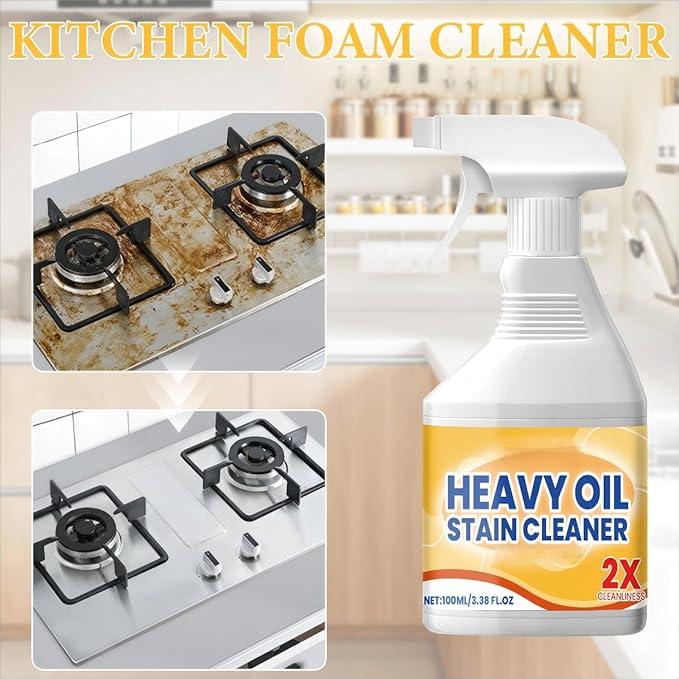 2pc Heavy Duty Degreaser Cleaner Spray - Kitchen Heavy Oil Clean for Stubborn Oil Stains, All-Purpose Cleaner & Kitchen Degreaser for Tough Surfaces
