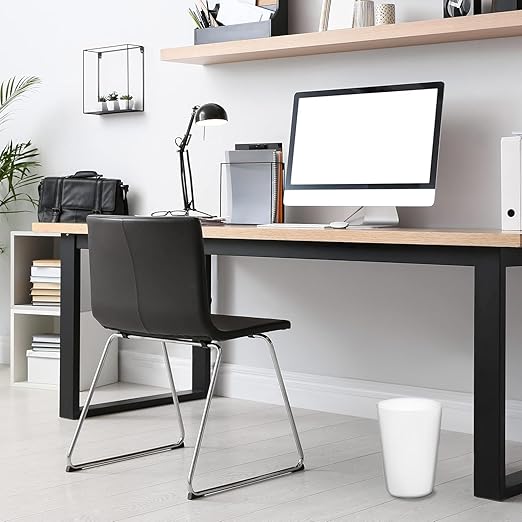 Mini Waste Basket - Pack of 2 Durable Small Plastic Garbage Trash Can Bin - Lidless Open-Top Rectangular Slim Profile for Compact Spaces - Suitable for Home, Bathroom, Office, Bedroom & More, White