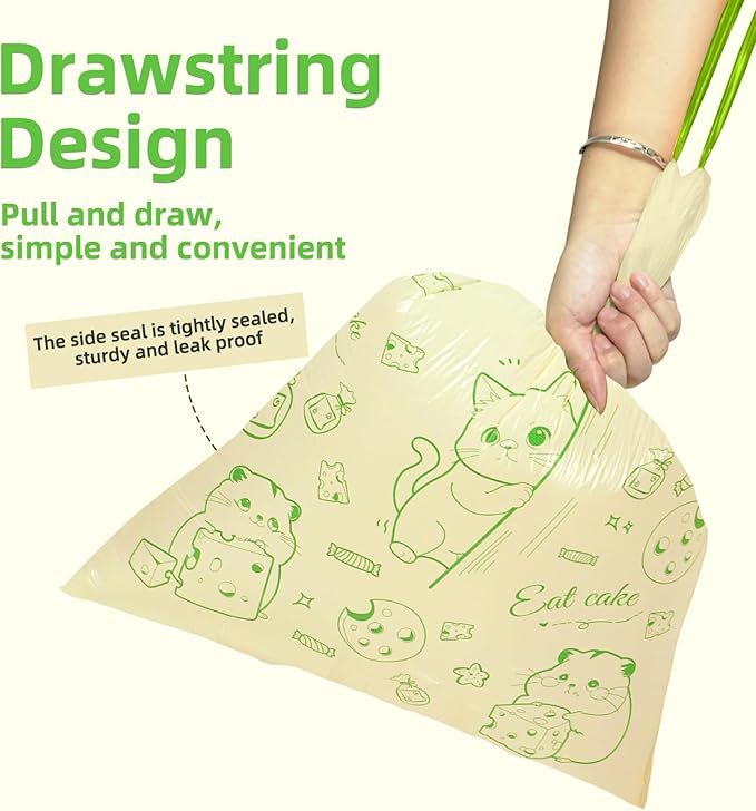 13 Gallon Trash Bags Drawstring, 50 Count Tall Kitchen Trash Bags, Sturdy Large Trash Bags, Cat & Mouse Printed Garbage Bags 13 Gallon Tall Kitchen, Tear Resistant Kitchen Garbage Bags for Kitchen