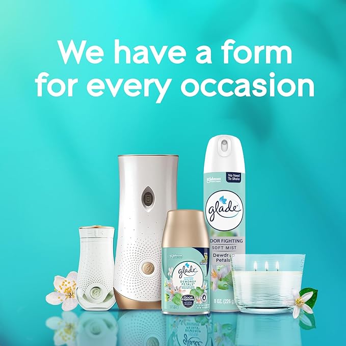 Glade Air Freshener Room Spray, Dewdrop Petals, Odor Fighting to Deliver Long Lasting Freshness, 8 Oz, 6 Count