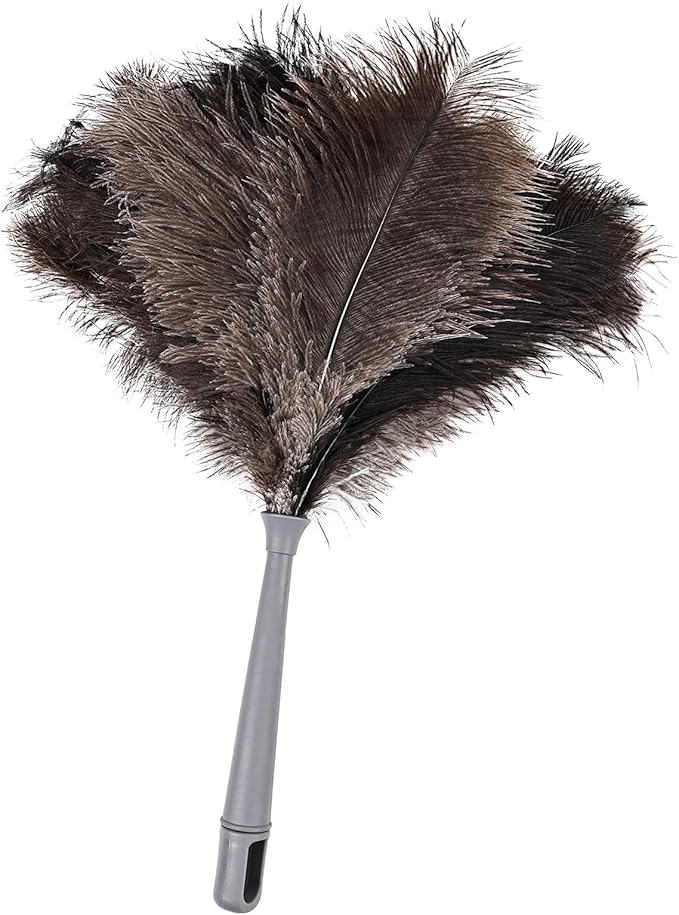 Feather Duster-Genuine Ostrich Feathers,Anti-Static,Reusable Eco-Friendly Handheld Cleaning for Keyboard,Home,Car,Office(17Inch,1Pack)