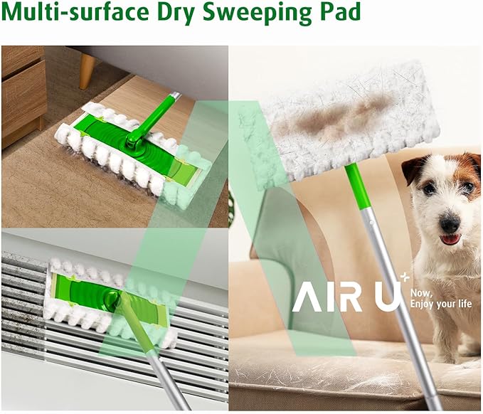 AIR U+ Dry Mop Pads for Swiffer Sweeper Heavy Duty Pet Sweeping Refills Cloths Cleaning Hardwood Floor Dust and Hair, Disposable, Unscented, 30 Count