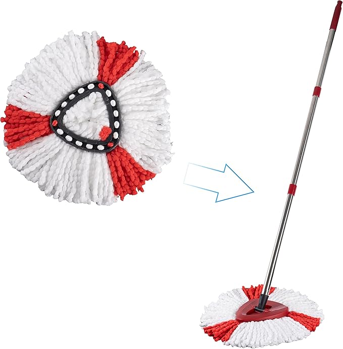 Matthew Cleaning 6Pack Red Microfiber Spin Mop Replacement Head Compatible with EasyWring Spin Mop Replace Head-EasyWring High Absorbency,Machine Washable,Microfiber Spin Mop Refills