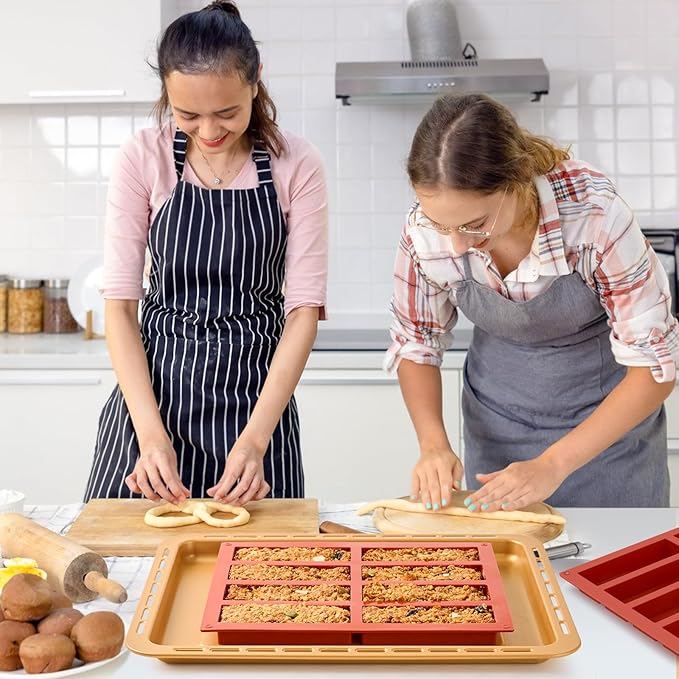 2 Pack Silicone Granola Bar Molds, 8 Cavity Rectangle Protein Bar Mold Silicone Baking Molds for Butter/Chocolate/Candy/Cereal/Energy Bars