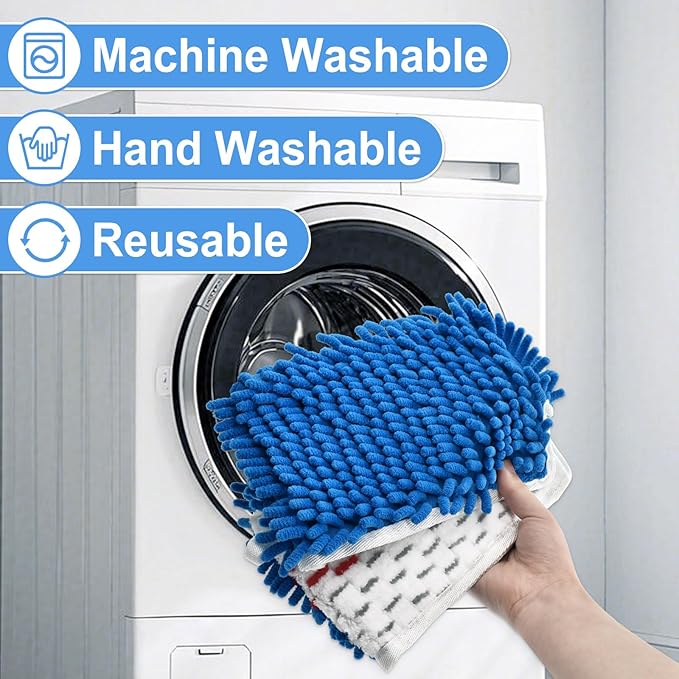 4 Pack Mop Head Replacement Compatible with O-cedar Hardwood Floor 'N More Microfiber Dual or 3-Action Flip Mop Refill Chenille Mop Replace Pads for Ocedar Dual-Action Flip Mop,Reusable & Washable Pad