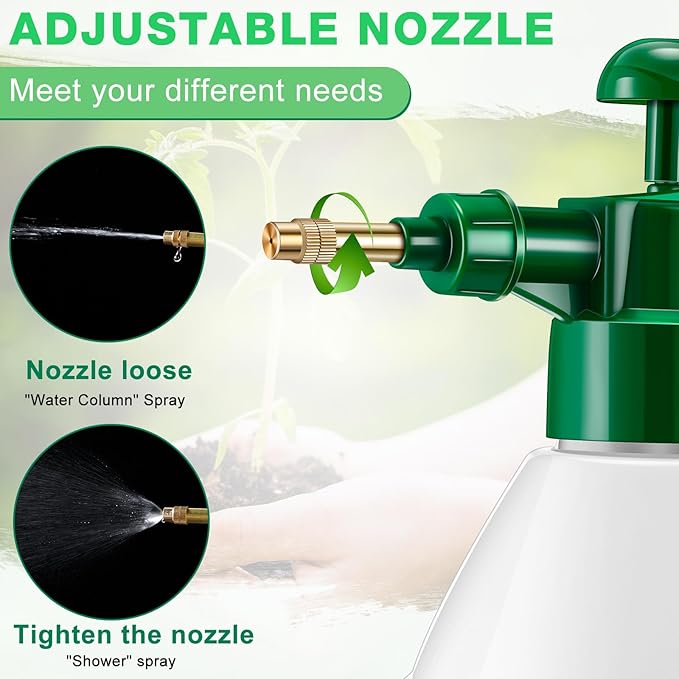 2 Pcs 50 oz Handheld Pump Spray Bottle Garden Spray Bottles Lawn Pressure Hand Pump Sprayer with Adjustable Nozzle for Chemicals Watering Weeds Garden and Car Detailing & Washing (Green)