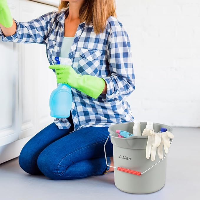 Xyskin 4 Packs 14 Quart Plastic Mop Bucket with Handle for House Cleaning, Utility Cleaning Pail Water Pail