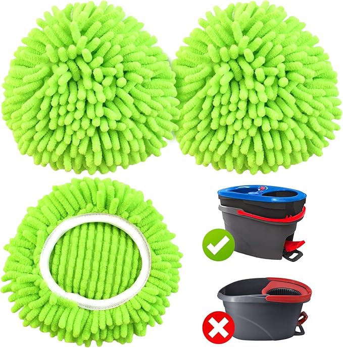 Mop Replace Head for O Cedar, Spin Mop Heads Replacements for Ocedar RinseClean 2 Tank Spin Mop, Chenille Duster for Ocedar Mop Include 3 Pack Microfiber Chenille Mop Pad for Ocedar Spin Mop