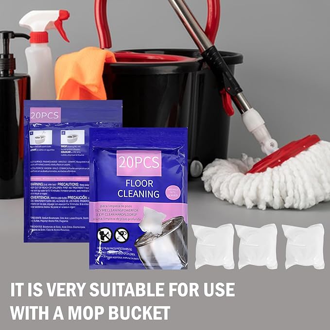 Hard Floor Cleaner, Lavender Fresh Scent, 20 count (1 Packet) | Made From 97% Natural Ingredients | Perfect For Use With Mop Buckets | Compatible with EasyWring Rinslean.(Lavender)