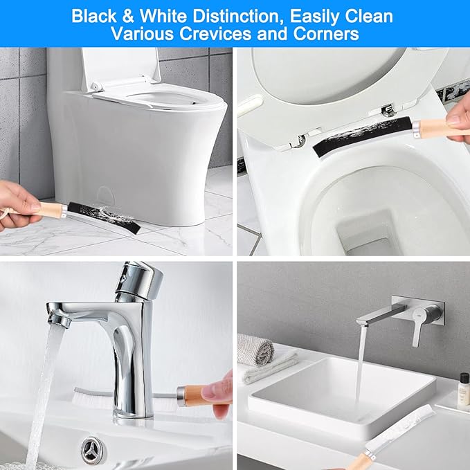 Curved Toilet Bowl Brush and Crevice Cleaning Brushes Set, Bathroom Cleaning Scrub Brush with Long Handle, Toilet Scrubber Brush with Small Gap Brushes Kit for Household Deep Cleaning (3 PCS)