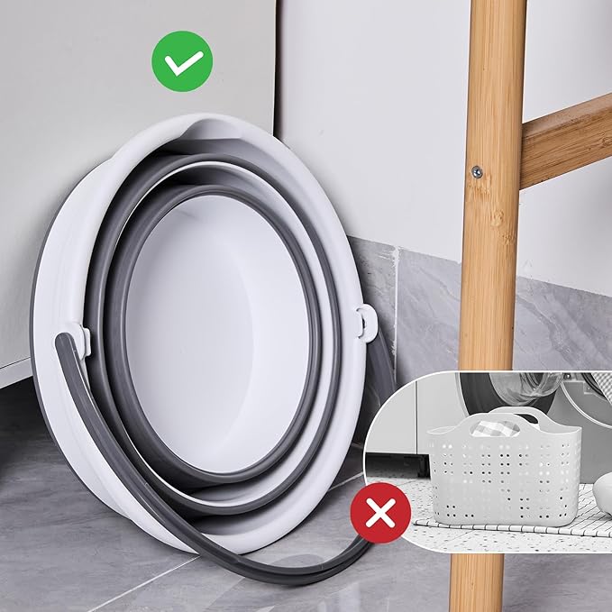 10L /2.6 Gal Large Collapsible Bucket with Handle - Portable Silicone Mop Bucket for Cleaning, Camping, Car Washing - Space-Saving for Outdoor, Fishing, Household – Pair of Silicone Gloves for Free