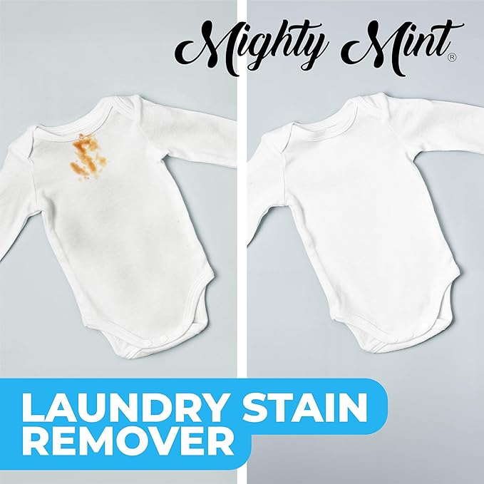 Mighty Mint Laundry Stain Remover, Parent’s Choice Spray for Stains from Food, Drink, Grease, Natural Peppermint Scent, 16oz