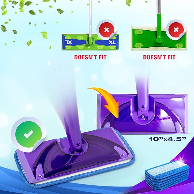 Reusable Mop Pads Compatible with Swiffer WetJet (2 Pack) - Microfiber Mop Refill for Wet Mopping Cloths - Hardwood Floor Cleaning Spray Pads Reusable Replacements