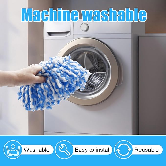 Mop Replace Head Mop Handle for O Cedar Mop, Mop Replacement for Ocedar Spin Mop Includes 2 Mop Heads Replacements 4-Section Mop Handle 1 Mop Base 1 Scrubber Mop Head for O-Cedar Spin Mop