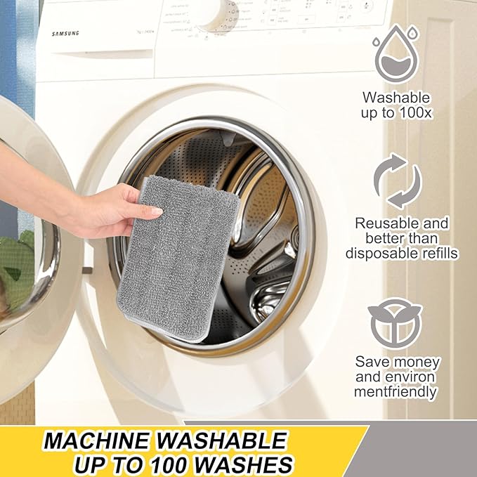 Set of 3 Microfiber Spray Mop Replacement Heads for Wet/Dry Mops Reusable Replacement Refills Fits for Bona Floor Care System (gray)