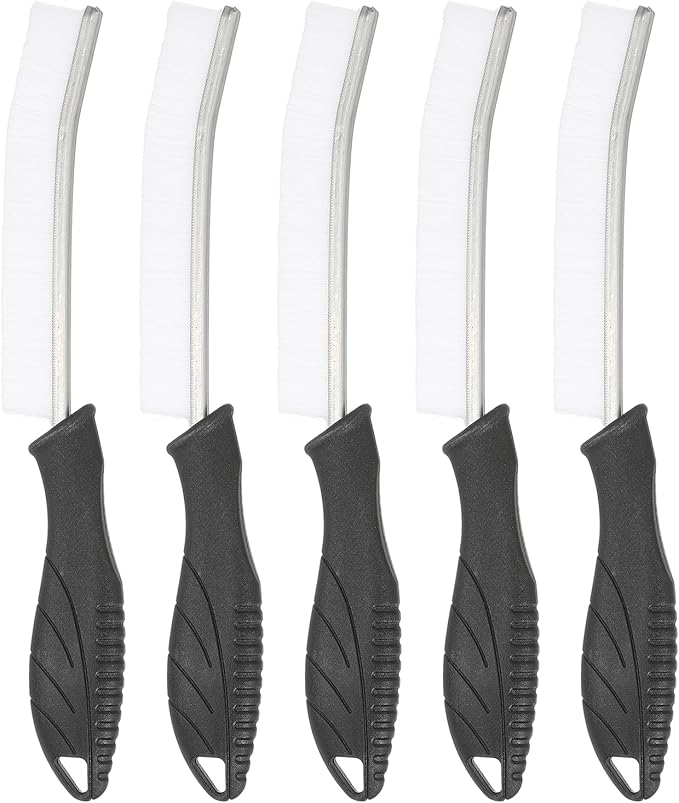 uxcell 5pcs Crevice Cleaning Brush, Hard Bristle Gap Scrub Brush, Bathroom Cleaning Tools for Window Bathroom Faucet Gap, White