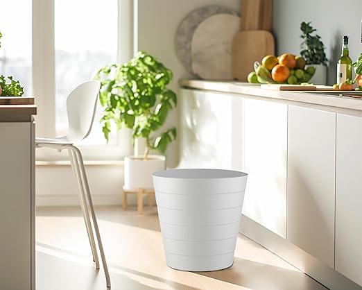 Small Trash Can (1.3 Gallons), Dorm Trash Can, Heavy Duty Dust Bin, Mini Garbage Can for Bedroom (Pack Of 3), Plastic Wastebasket, Bathroom Wastebasket (White) Round paper Trashcan, Office trashcan