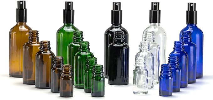 YIZHAO Clear Glass Spray Bottles 1oz, with Small Fine Mist Spray, Metal Cap, Refillable for Essential Oil,Travel,Cleaning,Perfume,Aromatherapy,Makeup – 24 Pcs