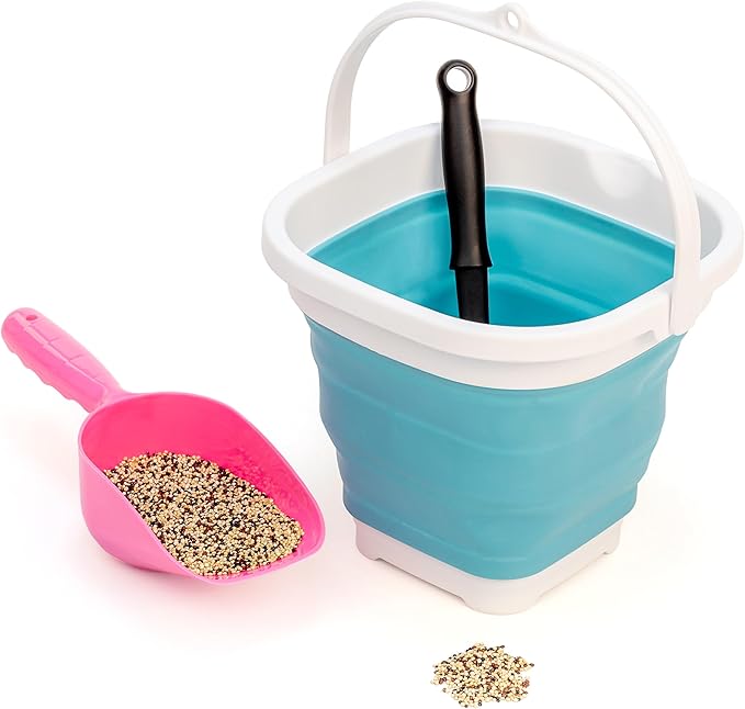 SAMMART 2.6L (0.68 Gallon) Super Mini Sqare Collapsible Plastic Bucket - Foldable Square Tub - Portable Fishing Water Pail - Space Saving Outdoor Waterpot (1, Bright Blue)