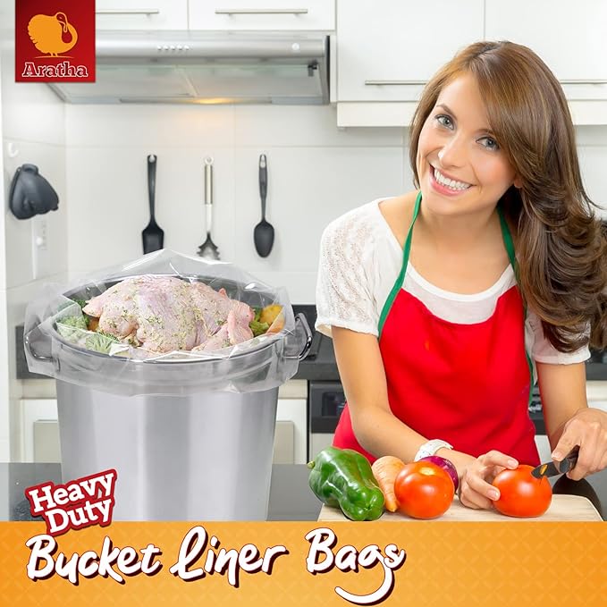 5 Gallon Bucket Liner Bags, 5.5 Mil, 5 Pack, Food Grade & BPA Free Brine Bags for Marinating & Food Storage