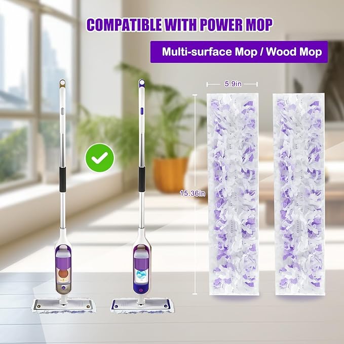 30 Count Power Mop Pads Refills for Swiffer PowerMop Multi-Surface Mopping Pad Disposable Replacement Compatible with PowerMop, Safe on All Finished Floors.