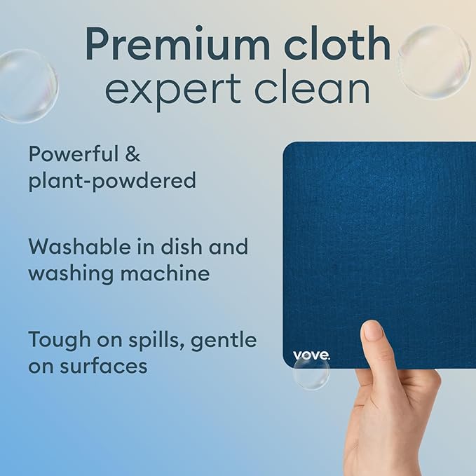 Vove Swedish Dishcloths 5-Pack, Essential Neutrals - FSC Certified Cellulose & Cotton, Oeko-TEX Standard 100, Reusable Washable Kitchen Cleaning Cloths, Eco Friendly Floral Design