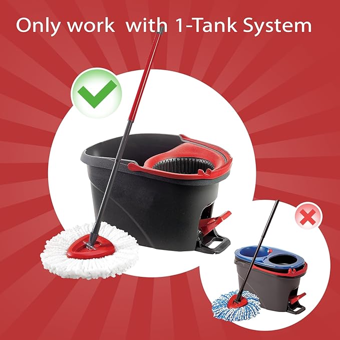 Mop Replace Head, 4 Pack Spin Mop Replacement Head Easywring 1-Tank System, Easy Cleaning, Microfiber, Machine Washable