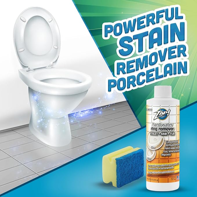 Toilet Bowl Stain Remover | Porcelain Sink, Tub & Bowl | Concentrated Formula Removes Hard Water Rings, Rust, Lime & Mineral Deposits | Septic Safe | Citrus Scent 9 oz