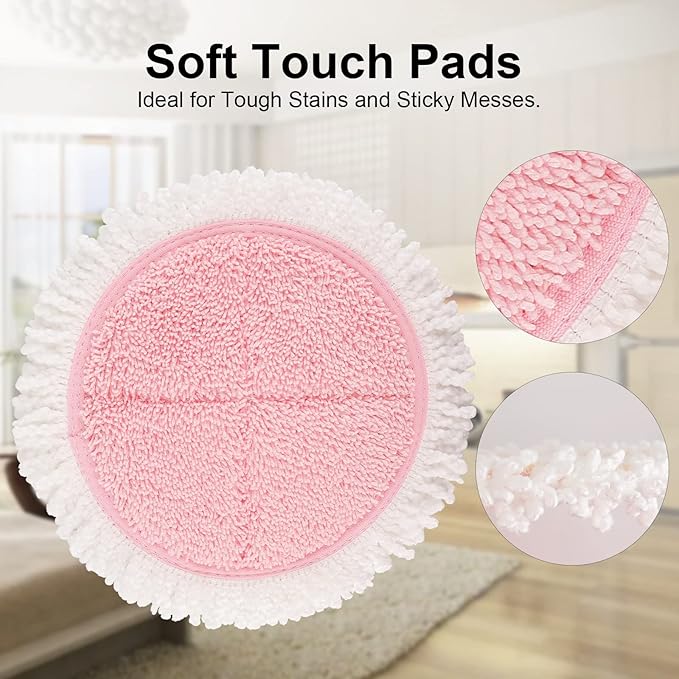 Electric Spin Mop Pads, 7.28in Round Replacement Pads for Floor Cleaning (8 Pack)
