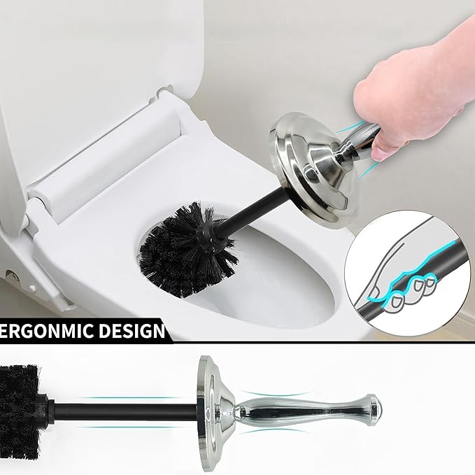 Brushed Nickel Toilet Bowl Brush with Holder, Durable Bathroom Cleaning Tool, Modern Design for Easy Toilet Maintenance, Bathroom Cleaner Brush for Efficient Cleaning and Hygiene