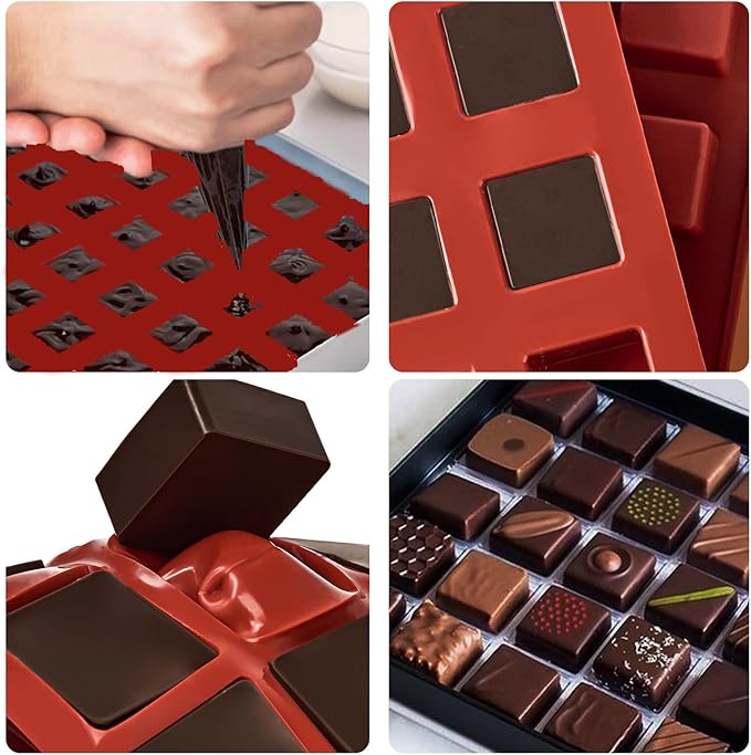Mini Square Silicone Molds, 2 Pack 40-Cavity Caramel Candy Gummy Molds for Chocolate Mini Ice Cube Jelly Truffles