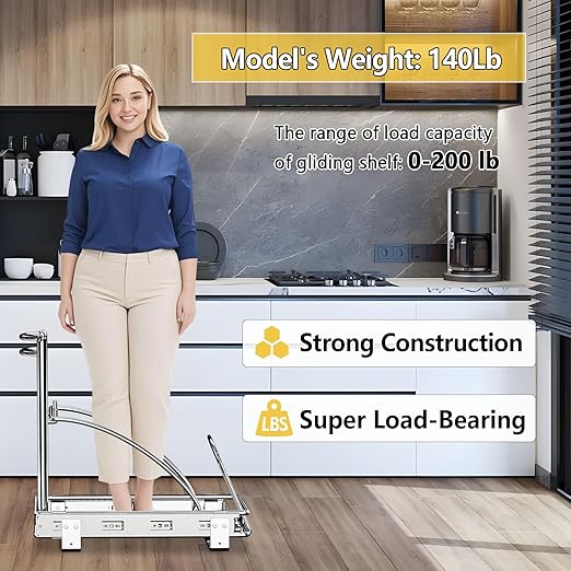 Under Sink Trash Can 7-13Gal 50Qt Pull Out Trash Bin Under Cabinet Trash Can Pull Out Kit ≥13" Wx17 Hx17 D, Sliding Garbage Can Under Counter, No Can Include (Silver)