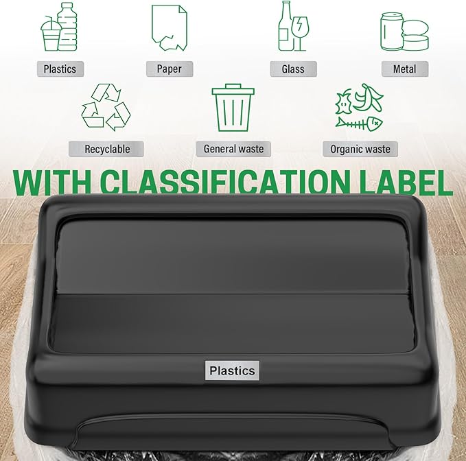 Swing Lid for Trash Can, Compatible with 16/23 Gallon Slim Jim Trash can with lid, Heavy Duty Plastic for Kitchen, Living Room, Outdoor Use, Pack of 1