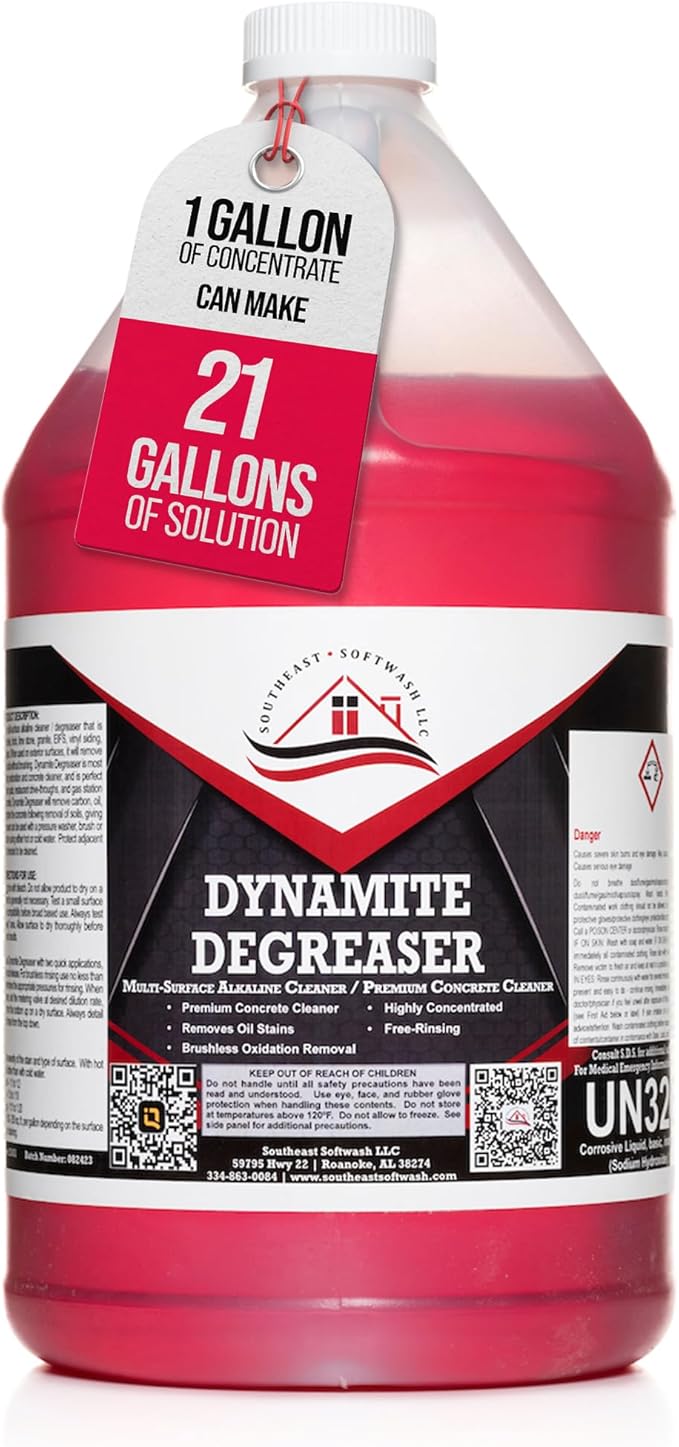 Dynamite Degreaser - Commercial Grade Degreaser for Oil Stain Removal, Concrete Dumpster Pads, Gas Station Cleaning (1)
