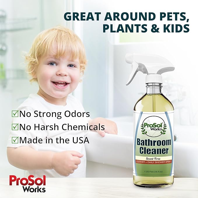 Bathroom Cleaner 16 oz - Daily Cleaning Spray for Shower Curtain, Sink, Shower, Tile, Bathtub, & Toilet Bowl Cleaners Revealing Natural Shine & Refreshing Scent- Safe on All Surface