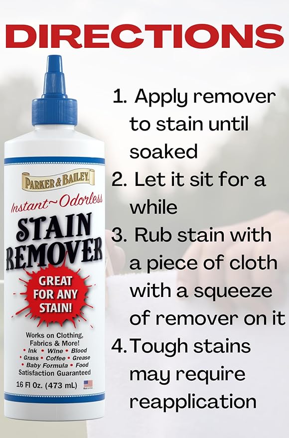Parker and Bailey Stain Remover- Blood Stain Remover for Carpet, Clothes, Sheets and Mattress - Garment and Fabric Laundry Stain Remover - 16oz