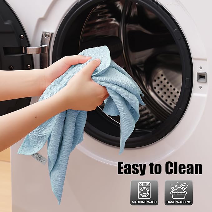 Kitinjoy Microfiber Cleaning Cloth, 12 Pack Soft and No Lint Microfiber Towels Cleaning Supplies, Absorbent Fast Drying Cleaning Rags for Housekeeping, Kitchen, Window, 12 x12 Inches, Light Blue