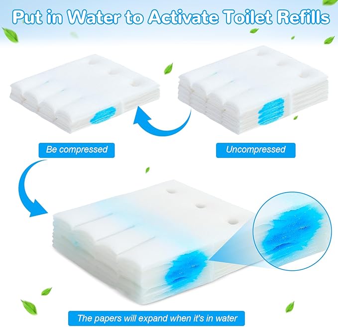 72 Refills Flushable Toilet Refills, Disposable Toilet Bowl Paper Bulk, Fresh Toilet Brush Refill Pads for Toilet and Bathroom, Toilet Brush Accessories(No Handle)